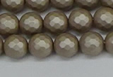 CSB1903 15.5 inches 10mm faceted round matte shell pearl beads