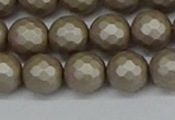 CSB1904 15.5 inches 12mm faceted round matte shell pearl beads