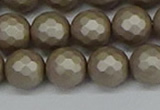 CSB1905 15.5 inches 14mm faceted round matte shell pearl beads