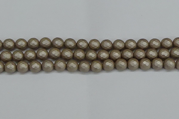 CSB1905 15.5 inches 14mm faceted round matte shell pearl beads