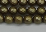 CSB1911 15.5 inches 6mm faceted round matte shell pearl beads