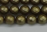 CSB1912 15.5 inches 8mm faceted round matte shell pearl beads