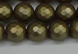 CSB1913 15.5 inches 10mm faceted round matte shell pearl beads