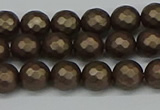 CSB1921 15.5 inches 6mm faceted round matte shell pearl beads