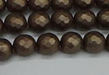 CSB1922 15.5 inches 8mm faceted round matte shell pearl beads