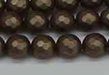 CSB1923 15.5 inches 10mm faceted round matte shell pearl beads