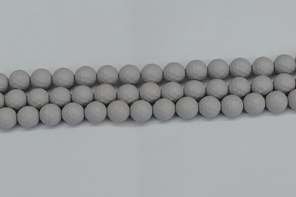 CSB1945 15.5 inches 14mm faceted round matte shell pearl beads