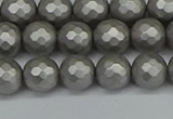 CSB1952 15.5 inches 8mm faceted round matte shell pearl beads