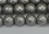 CSB1953 15.5 inches 10mm faceted round matte shell pearl beads