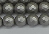 CSB1954 15.5 inches 12mm faceted round matte shell pearl beads