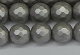 CSB1955 15.5 inches 14mm faceted round matte shell pearl beads