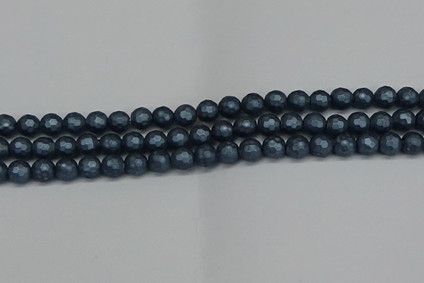 CSB1972 15.5 inches 8mm faceted round matte shell pearl beads