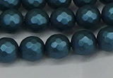 CSB1981 15.5 inches 6mm faceted round matte shell pearl beads