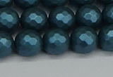 CSB1982 15.5 inches 8mm faceted round matte shell pearl beads