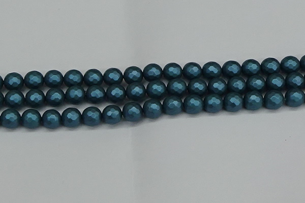 CSB1982 15.5 inches 8mm faceted round matte shell pearl beads