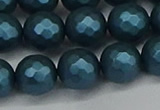 CSB1983 15.5 inches 10mm faceted round matte shell pearl beads