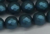 CSB1984 15.5 inches 12mm faceted round matte shell pearl beads