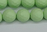 CSB1995 15.5 inches 14mm faceted round matte shell pearl beads