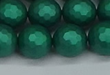 CSB2005 15.5 inches 14mm faceted round matte shell pearl beads