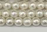 CSB2200 15.5 inches 4mm round wrinkled shell pearl beads wholesale