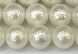 CSB2202 15.5 inches 8mm round wrinkled shell pearl beads wholesale