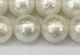 CSB2203 15.5 inches 10mm round wrinkled shell pearl beads wholesale