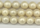 CSB2210 15.5 inches 4mm round wrinkled shell pearl beads wholesale