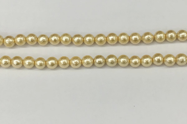 CSB2221 15.5 inches 6mm round wrinkled shell pearl beads wholesale