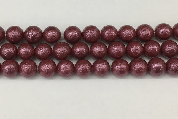 CSB2265 15.5 inches 14mm round wrinkled shell pearl beads wholesale