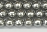 CSB2300 15.5 inches 4mm round wrinkled shell pearl beads wholesale