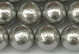 CSB2303 15.5 inches 10mm round wrinkled shell pearl beads wholesale