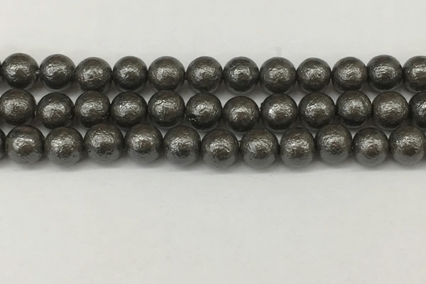 CSB2324 15.5 inches 12mm round wrinkled shell pearl beads wholesale