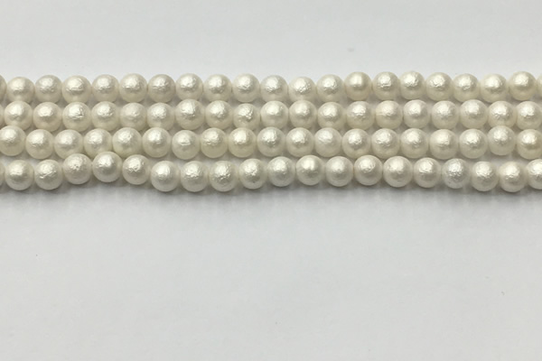 CSB2360 15.5 inches 4mm round matte wrinkled shell pearl beads