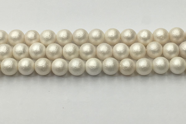 CSB2363 15.5 inches 10mm round matte wrinkled shell pearl beads