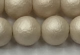 CSB2374 15.5 inches 12mm round matte wrinkled shell pearl beads