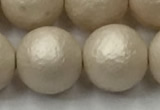 CSB2376 15.5 inches 16mm round matte wrinkled shell pearl beads