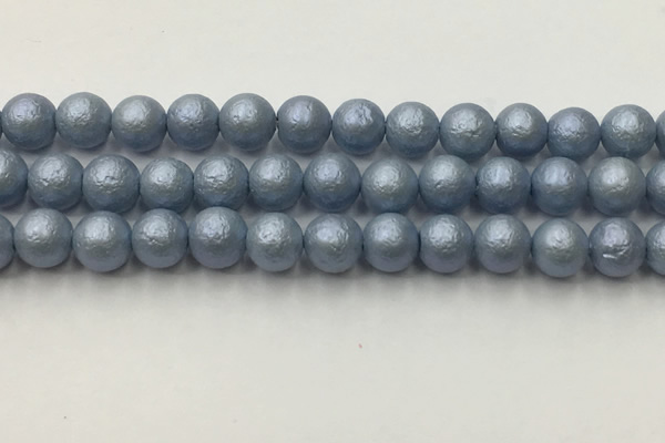 CSB2474 15.5 inches 12mm round matte wrinkled shell pearl beads