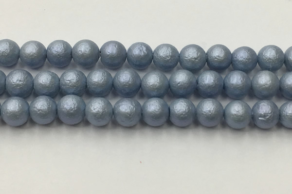 CSB2475 15.5 inches 14mm round matte wrinkled shell pearl beads