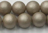 CSB2503 15.5 inches 10mm round matte wrinkled shell pearl beads