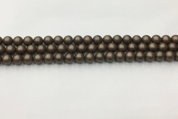 CSB2510 15.5 inches 4mm round matte wrinkled shell pearl beads