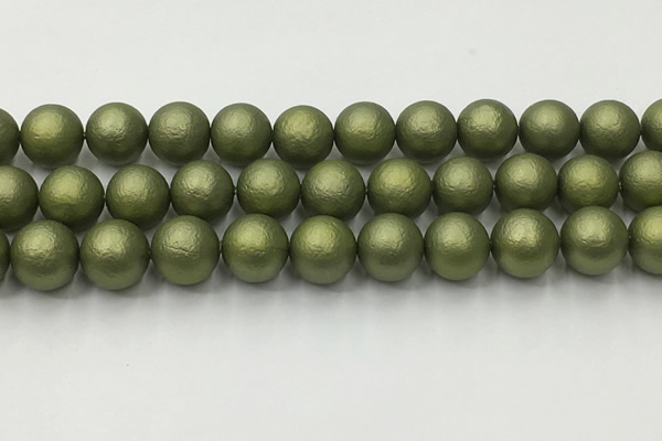 CSB2525 15.5 inches 14mm round matte wrinkled shell pearl beads