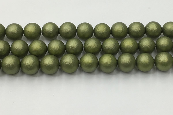 CSB2526 15.5 inches 16mm round matte wrinkled shell pearl beads