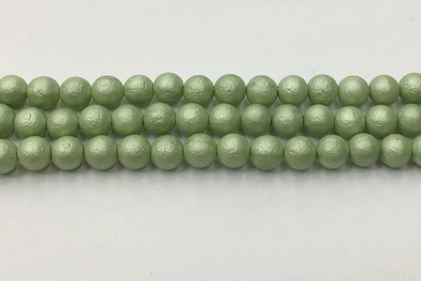 CSB2533 15.5 inches 10mm round matte wrinkled shell pearl beads