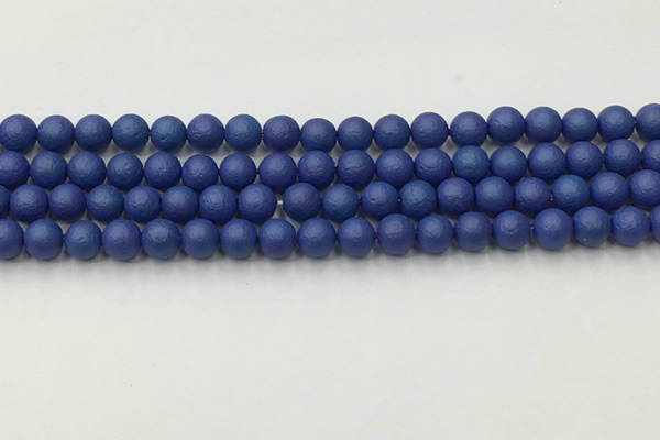 CSB2570 15.5 inches 4mm round matte wrinkled shell pearl beads