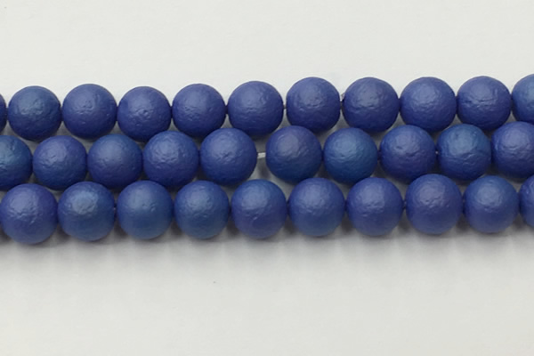 CSB2576 15.5 inches 16mm round matte wrinkled shell pearl beads