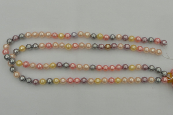 CSB304 15.5 inches 8mm round mixed color shell pearl beads