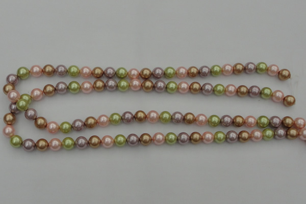 CSB306 15.5 inches 8mm round mixed color shell pearl beads