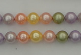 CSB309 15.5 inches 8mm round mixed color shell pearl beads