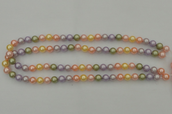 CSB309 15.5 inches 8mm round mixed color shell pearl beads