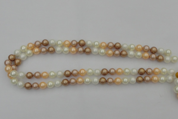 CSB311 15.5 inches 8mm round mixed color shell pearl beads